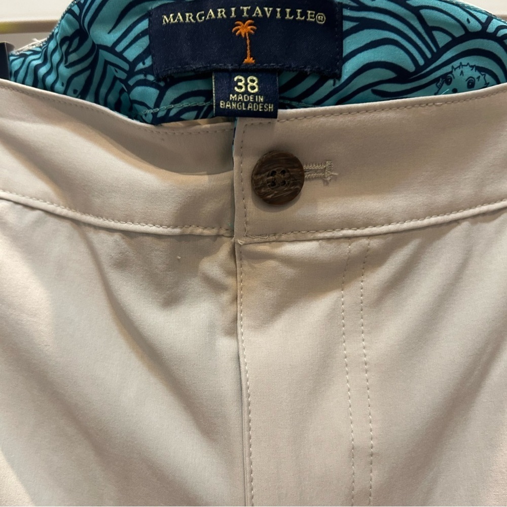 Margaritaville Men's Light Cream Flat Front Shorts - Picture 3 of 6